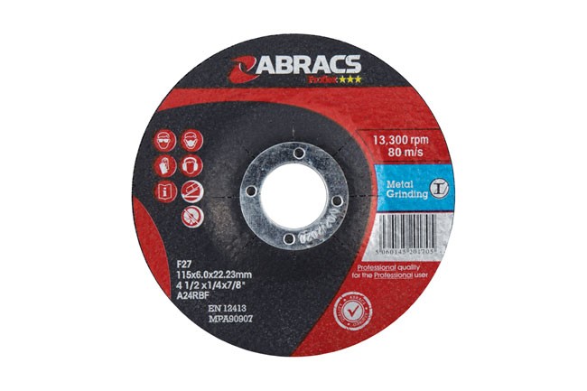 5 x Abracs 115mm x 6.0mm 22mm bore depressed centre metal grinding discs steel - Image 10