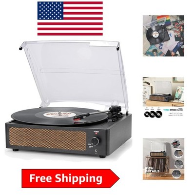 Retro Portable Record Player with Built-in Speakers and Wireless Music Streaming