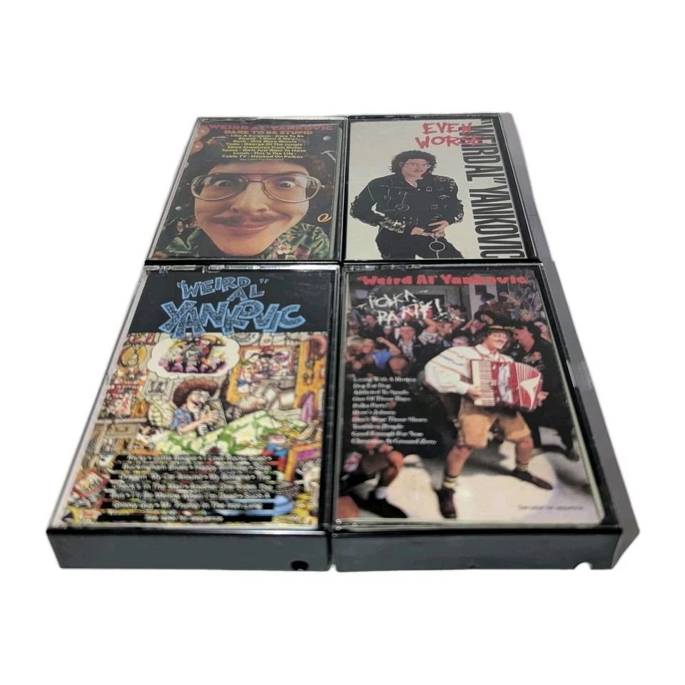x4 Weird Al Yankovic Cassettes Tapes Even Worse, Dare To Be Stupid, Polka Party  - Image 2 of 4