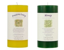 6" x 3" Crystal Journey Reiki Charged Herbal Pillar Candle Bundle Positive E...