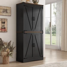 71" Tall Kitchen Pantry,Farmhouse Storage Cabinet with Adjustable Shelves,Load-B