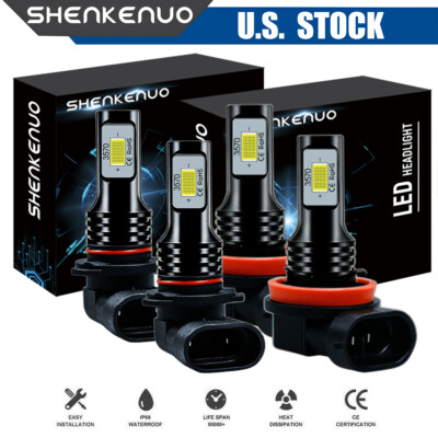 AJHGFOW LED Headlight & Fog Light Bulb Kit For Dodge RAM 1500-4500 2013-2015 – 6-Piece 6000K Fanless