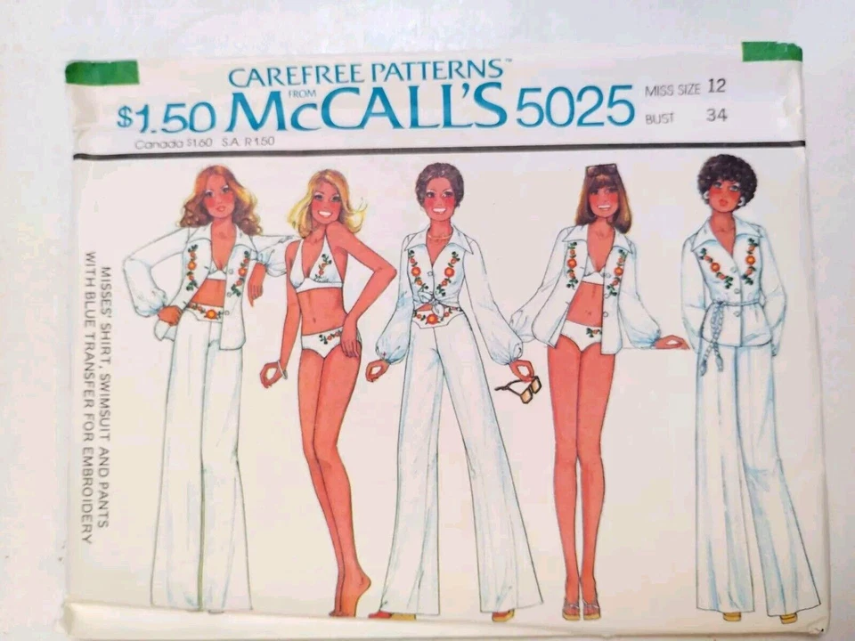 Shirt Swimsuit Bikini Pants Wide Leg 12 McCalls 5025 Sewing Pattern McCall's VTG - Image 2 of 4