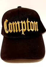 Compton Embroidered  Hat Baseball Cap - Adjustable  Curved New Gold Letters New