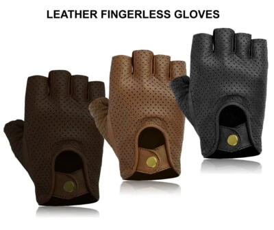 SWIFT WEAR LEATHER FINGERLESS GLOVES BIKER DRIVING CYCLING WHEELCHAIR GYM BUS MESH FASHION