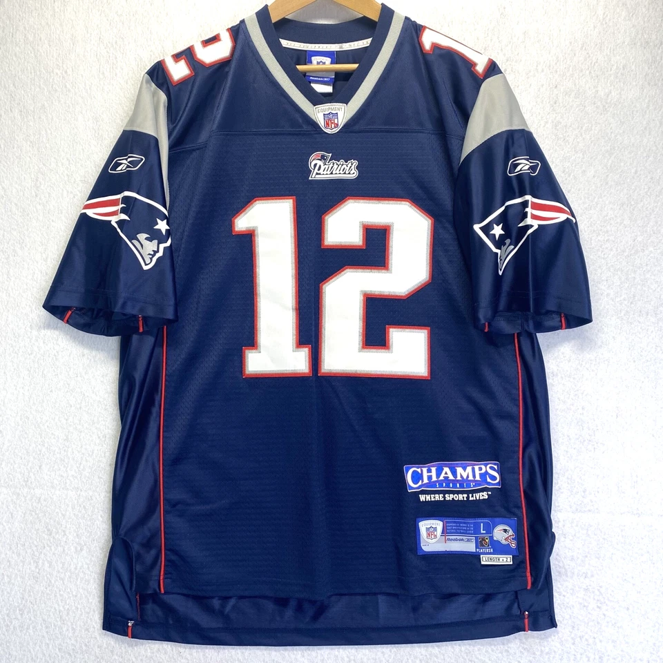 Camiseta grande de los New England Patriots “Tom Brady” #12 cosida Premier Reebok Champs Foto 2 de 4