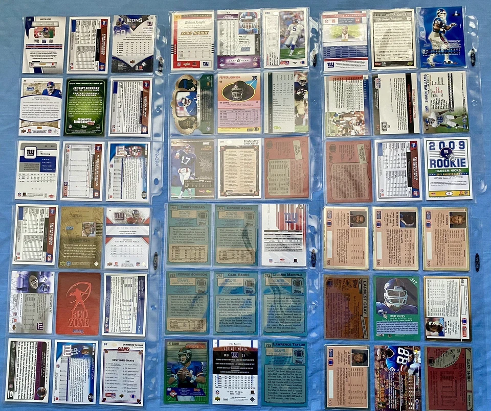 GRAN COLECCIÓN DE TARJETAS DEPORTIVAS DE LOS GIGANTES DE NUEVA YORK DE LA NFL LAWRENCE TAYLOR, ELI MANNING, ETC. Foto 4 de 4