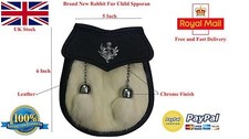 NEW BABY KILT SPORRAN/CHILD'S SPORRAN/SEMI DRESS BABY SPORRAN WHITE RABBIT 10