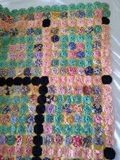 Couette Patchwork MCM Yo Yo Faite Main Vintage - Pochette Grand Format 75x90 Cm