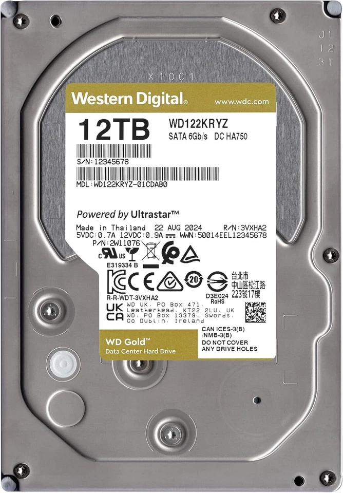 WD 12TB WD Gold Enterprise Class Internal Hard Drive 512 MB Cache 3.5" WD122KRYZ - Image 2 of 4