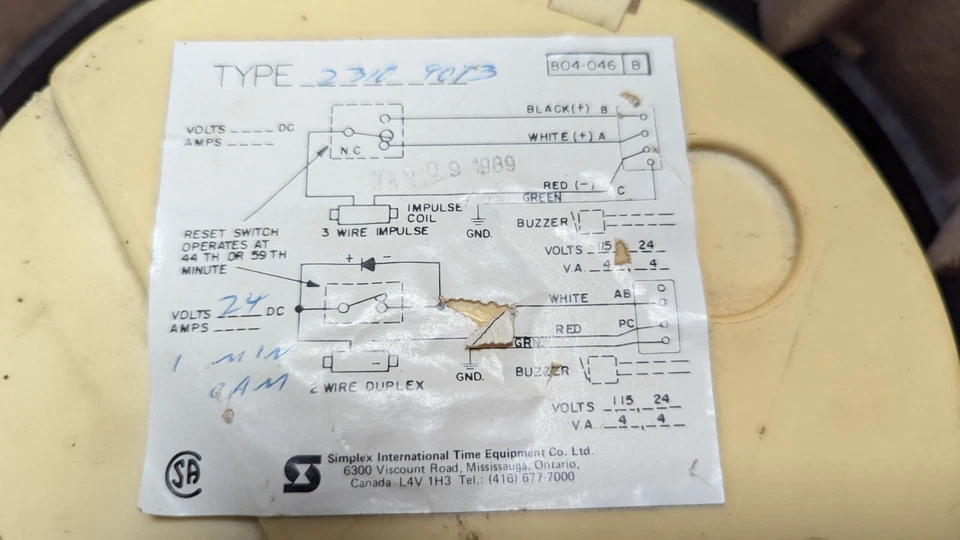 New! Vintage Simplex Model 2310 School Clock Metal + Glass MCM Industrial Clock - Image 4 of 4
