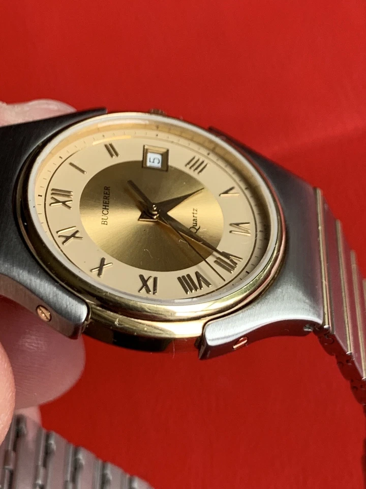 Vintage BUCHERER 80-18 Chrystal Sapphire Gold&sStaines Steel - Image 2 of 4