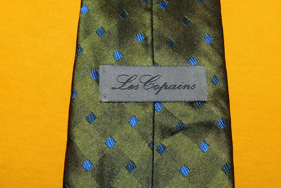 LES COPAINS 绿色/蓝色方形领带 - 全新无标签 - 领带 - 领带 - 设计师领带。 — 第 3/3 张图片