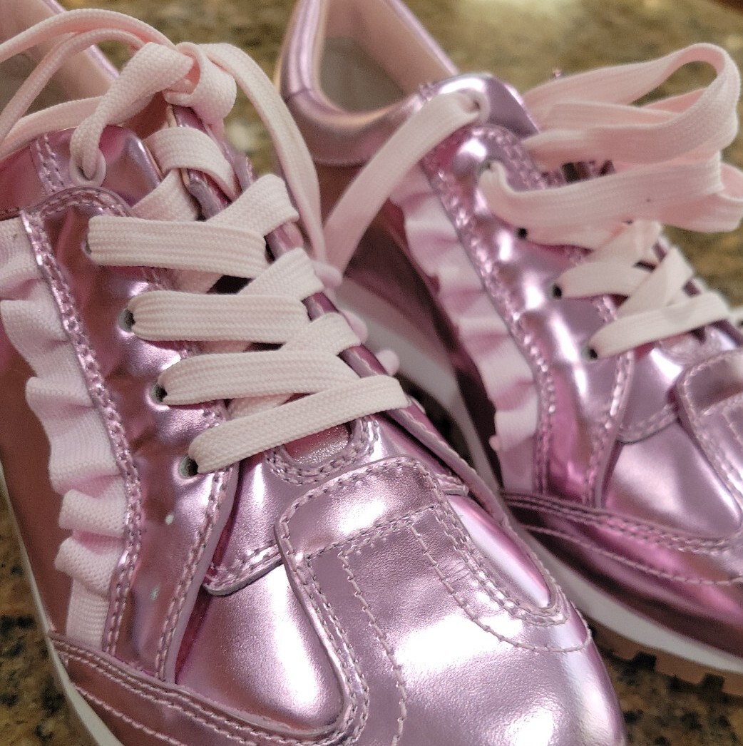Tory Burch Tory Sport Ruffle Pink Shiney Athletic Running