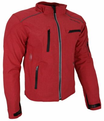Heyberry Soft Shell Motorradjacke Textil mit Kapuze abnehmbar Rot Gr. M