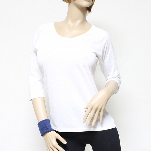 3/4 Sleeve S-L Plain Solid Color Sleeve Jersey Vintage Tee Women's Lady WHITE - Picture 2 of 3