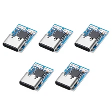 5Pcs USB-C PD 15V DC Fixed Voltage Power Trigger Module,0.7x0.4" 5A Type-C, Blue