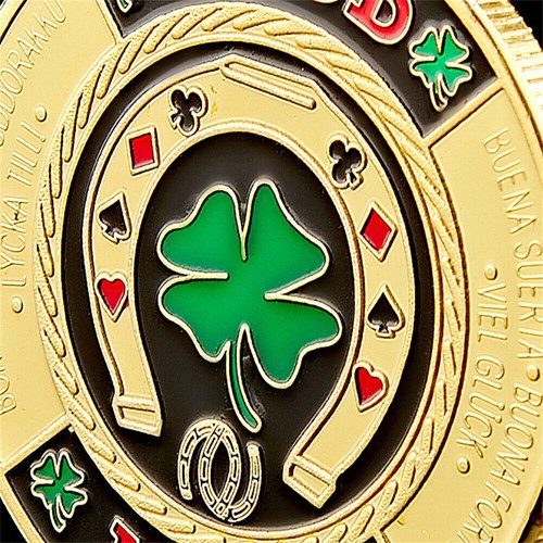 Gift Challenge Coin Collectible Medal Green Clover Good Luck Poker Chips Casino - Picture 8 of 11