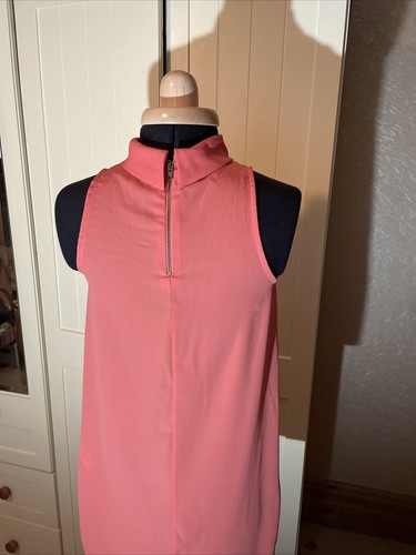 F&F Ladies Coral Chiffon Lightweight High Neck Sleeveless Blouse Top Size 6 - Picture 7 of 9