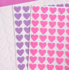 Glitter Heart Stickers - 1/4" to 4 inch - Choose a Size and Color
