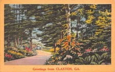 Claxton Georgia Greetings From Claxton, Color Linen, Vintage Postcard U20513