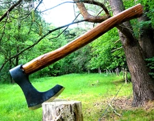 CUSTOM HANDMADE CARBON STEEL AXE HATCHET INTEGRAL TOMAHAWK W LEATHER SHEATH 2712