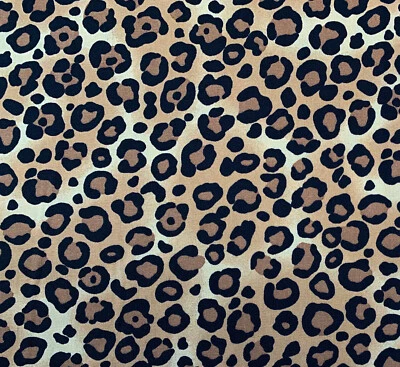 ODDIES TEXTILES 100% Cotton Fabric - Brown Animal Leopard Print - Craft Fabric Material Metre
