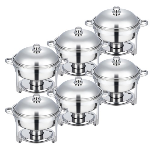 6Packs Round Chafer Chafing Dish 5.3qt Sets Bain Marie Buffet Food