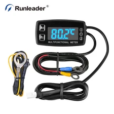 Runleader Digital LED Engine Hour Meter,RPM &Temp Multifunction Waterproof Meter