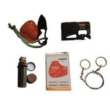 Fire Starter 6 bag magnesium Multi Purpose tool Saw Knife Tent Wax Rope Free Can