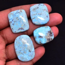 4 Pcs Natural Larimar 24mm-32mm Cushion Cabochon Loose Gemstones Wholesale Lot