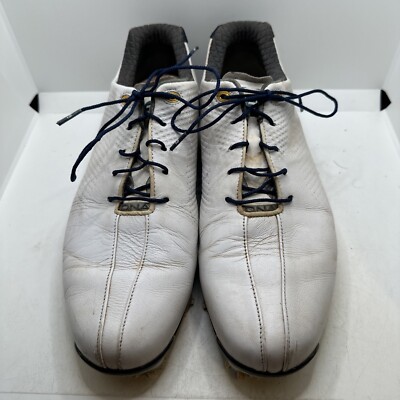 Footjoy DNA 53437 Mens White Navy Leather Soft Spike Golf  display picture 1