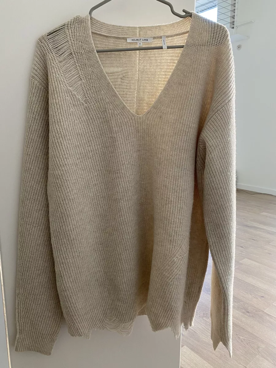 Helmut Lang Distressed Oversized V-neck Sweater S/M