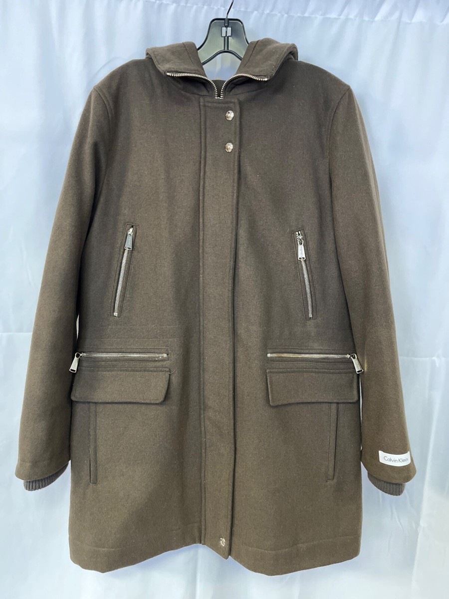 Calvin Klein Womens Brown Duffle Wool Coat Size M SKU 6670 UK