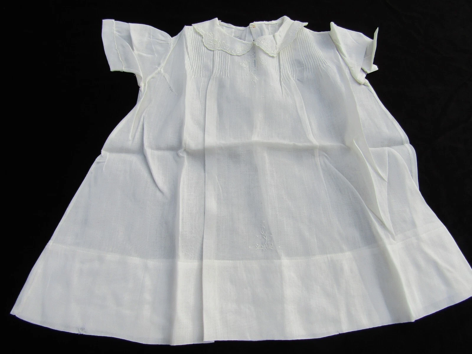 OFF WHITE Vestito bambina bianco sporco ricamo da 6 a 12 mesi vintage G