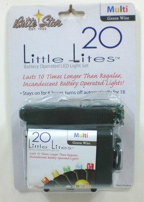 Brite Star 20 Count Battery Operated LED  Lights, Multi-Color Lights, Green Wire
