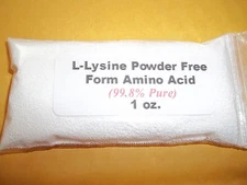 1 oz. Lysine Powder (99.8% Pure) L-Lysine Free Form Amino Acid