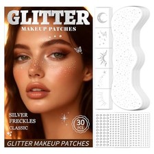30PCS Glitter Freckles Face Tattoos Face Gems Set, Classic Silver Style