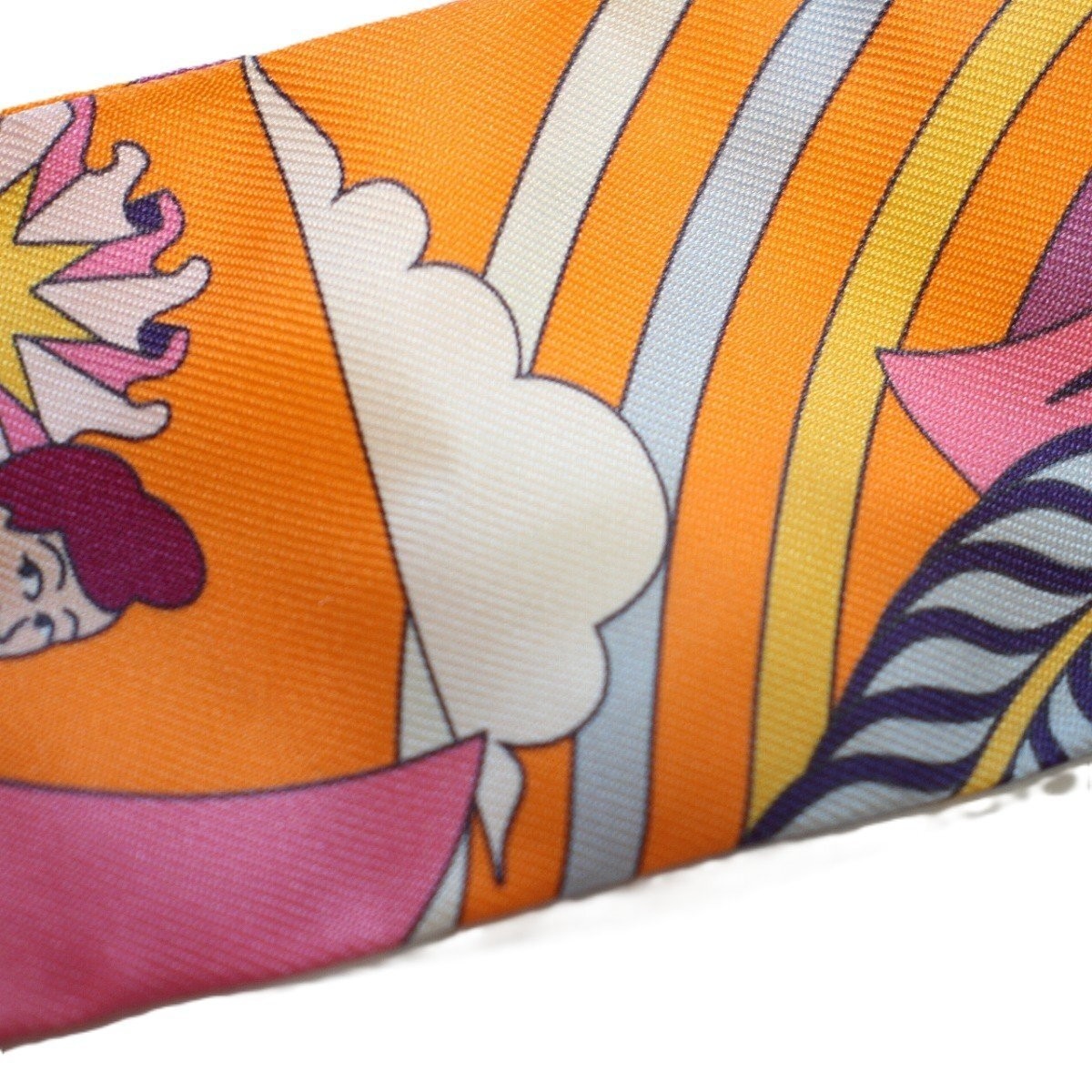 HERMES Twilly Silk My Cloud 063849S Orange 5cm x 85.5cm Authentic Rare image 8
