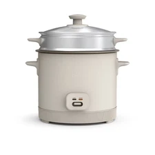 bella 16 Cup Rice Cooker with Steamer Oatmilk: Nonstick Coating, Automatic Keep