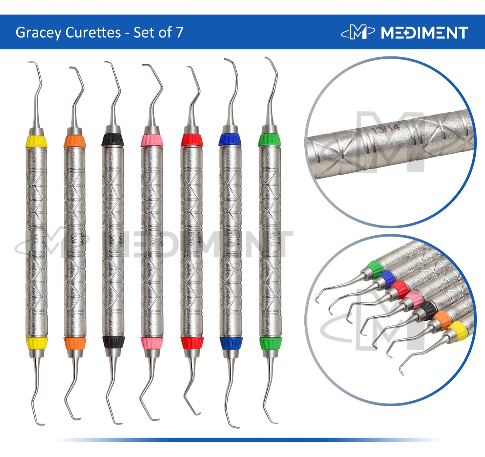 Mediment Dental Periodontal Gracey Curettes Surgical Hollow Handle Probe