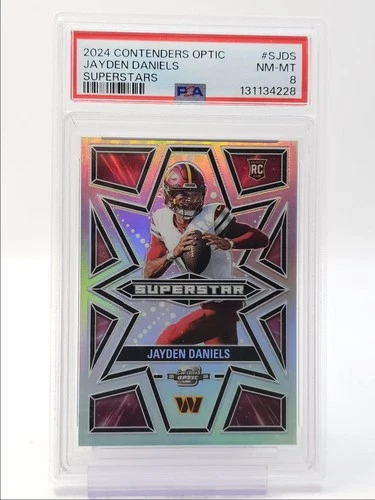 JAYDEN DANIELS 2024 CONTENDERS OPTIC ROOKIE SUPERSTARS SILVER RC PSA 8 Q0441