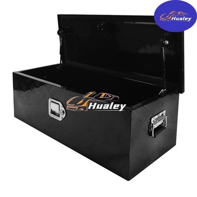 30'' Black Aluminum Truck Bed Tool Box 5 Bar Tread for Pickup RV Trailer