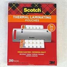 Scotch 3 MIL Letter Size Thermal Laminating Pouches 200 Count