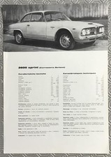ALFA ROMEO 2600 Sprint Car Sales Specification Leaflet c1965
