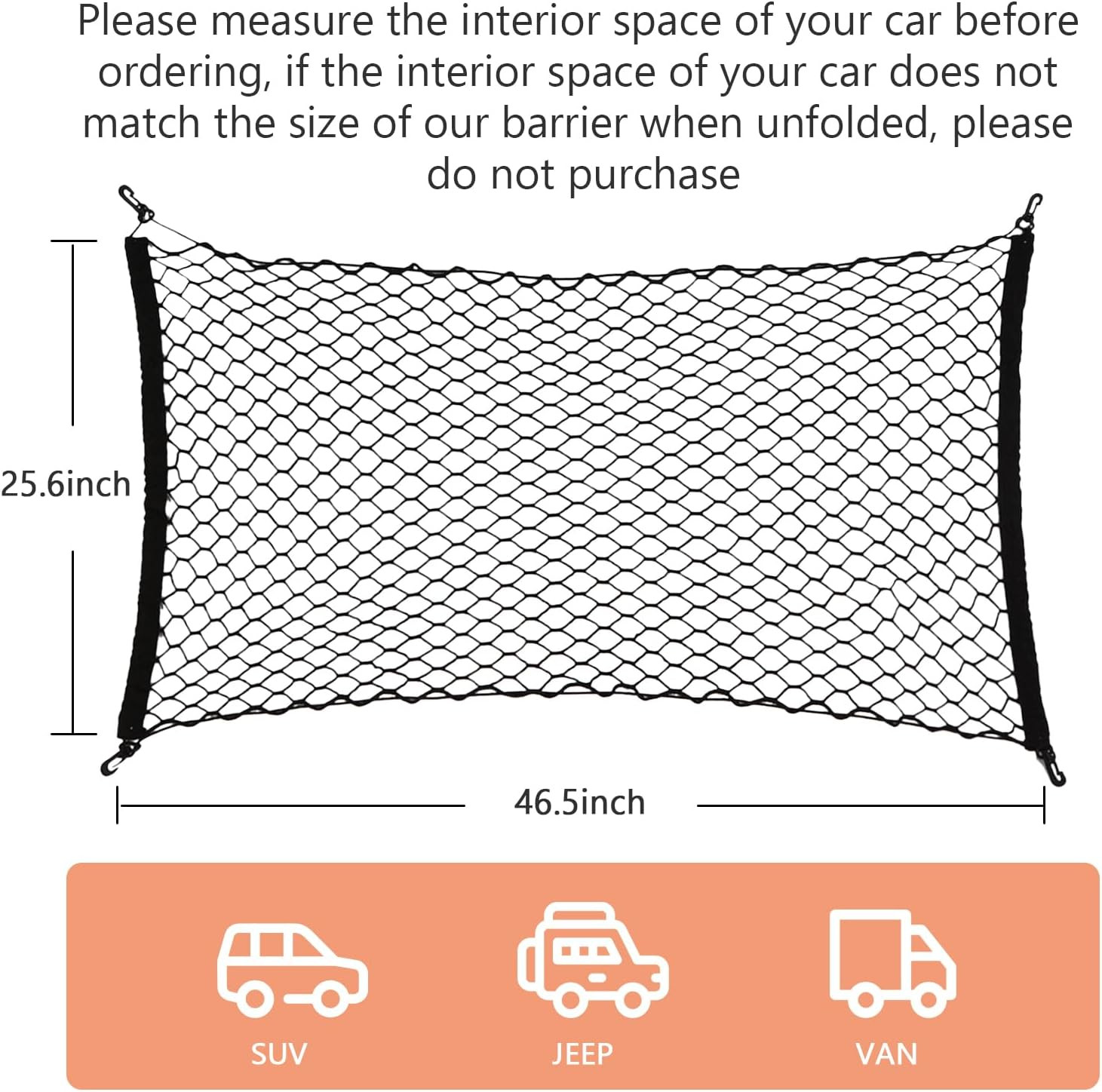 Dog Car Net Barrier for SUV - Pet Car Divider Back Seat Barrier Net, Easy to Ins