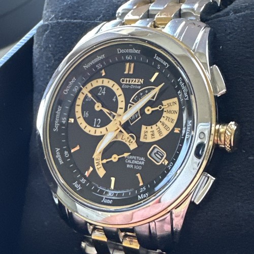 Citizen Perpetual Calendar Mens Eco-Drive Caliber 8700 Two Tone Watch BL8004-53E - Picture 4 of 24