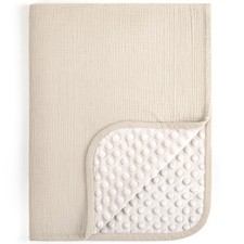Baby Blanket for Boys Girls: Muslin Cotton  Dotted Fleece Minky
