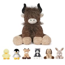 Highland Cow Stuffed Animal Plush Pillow, Weighted Toy for Kids, 3.5 lbs