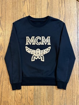 MCM Logo Crewneck Sweatshirt Men s Sz M Black Monogram Visetos Logo $490